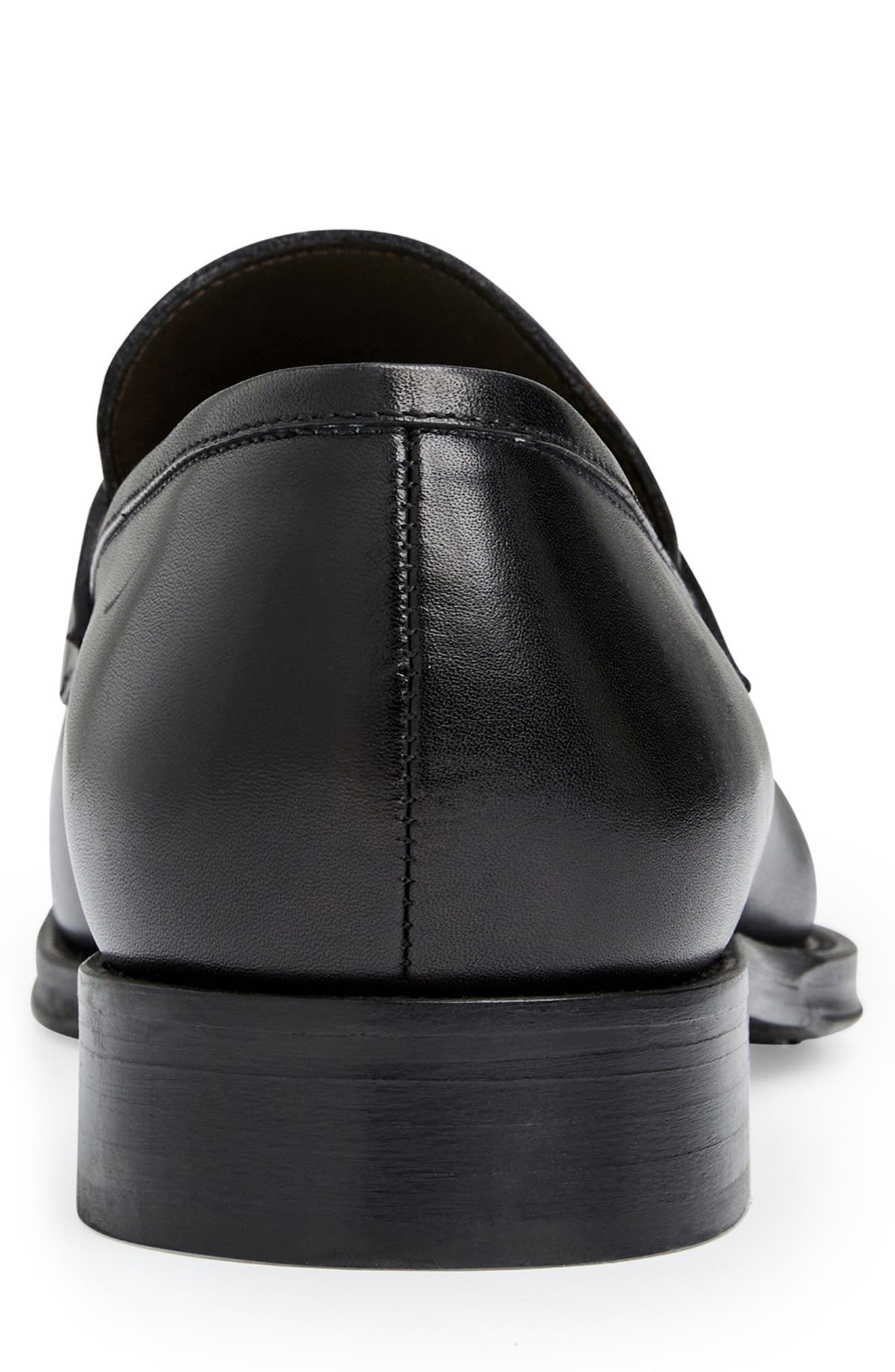 Cosmo Saffiano Leather Penny Loafer, Alternate, color, BLACK