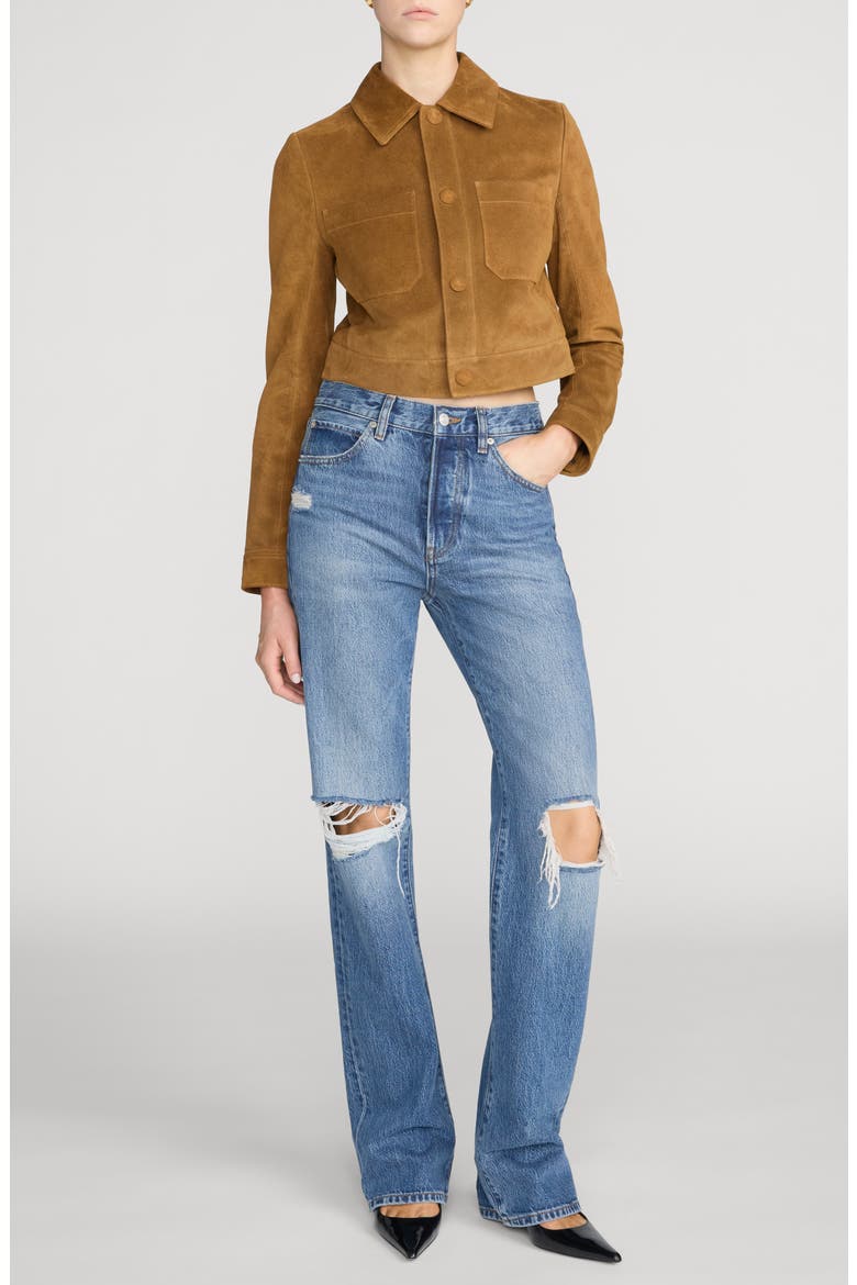 The Small Suede Jacket, Alternate, color, SADDLE