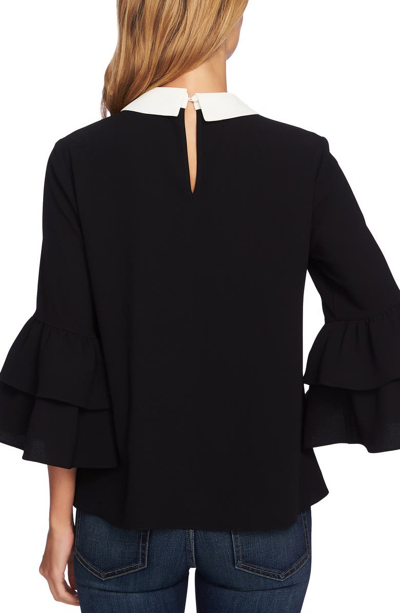 CeCe Peter Pan Collar Ruffle Sleeve Blouse, Alternate, color, 