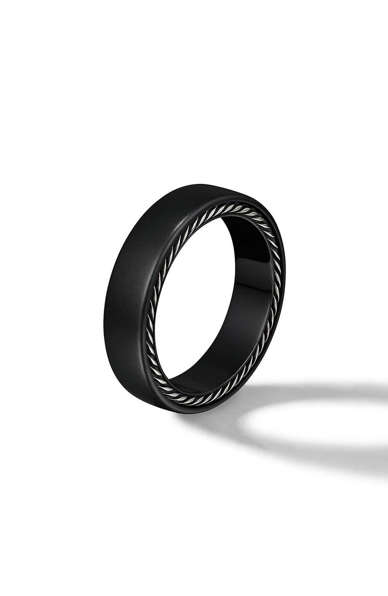 David Yurman 'Streamline' Band Ring, Alternate, color, Black Titanium/ Silver