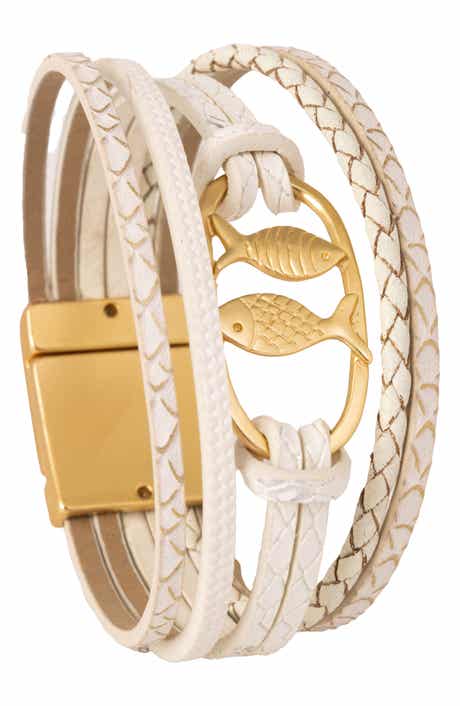 Fish Multi Strand Leather Bracelet