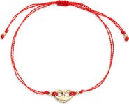 Zoë Chicco 14K Gold Medium Puffed Mariner Heart Pendant Beaded Cord Bracelet