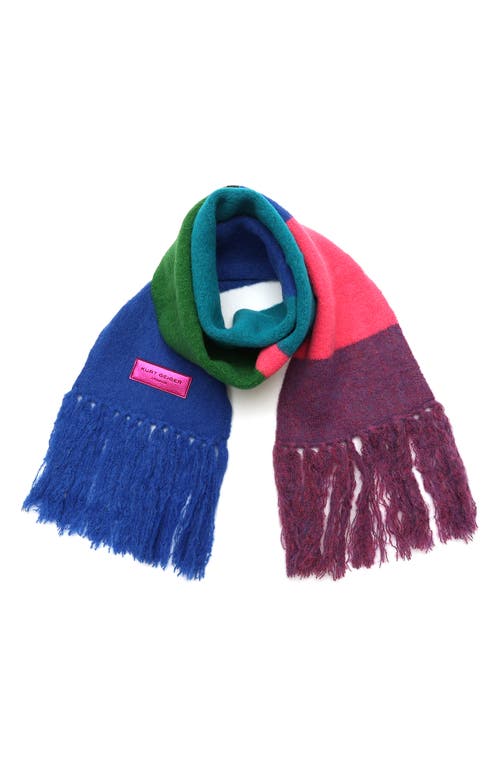 Kurt Geiger London Fuzzy Striped Long Scarf In Multi
