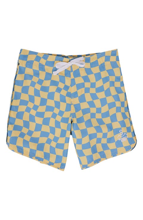 Kids' Wavy Checks Banana Board Shorts (Little Kid)