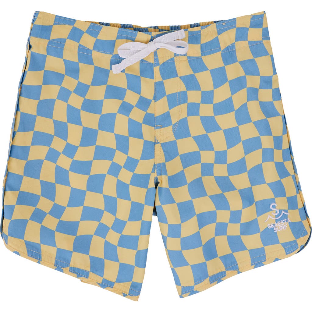 Seaesta Surf Kids' Wavy Checks Banana Board Shorts