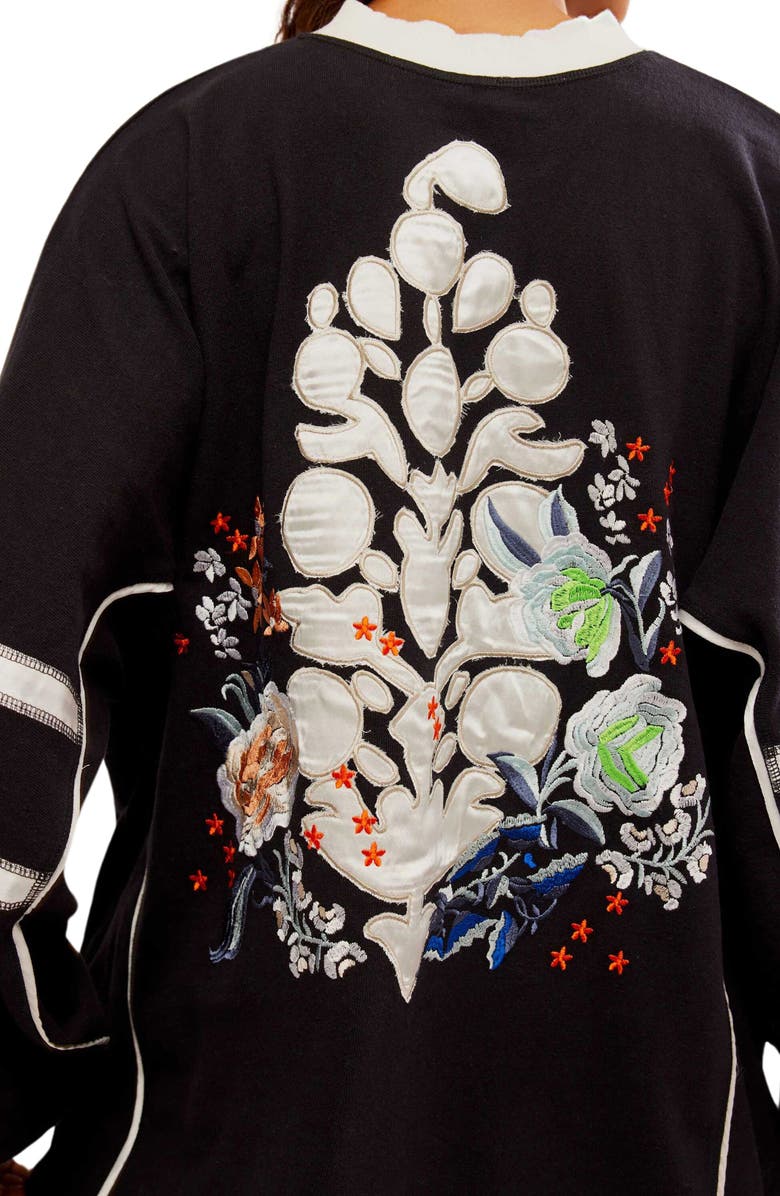 Free People Appliqué Balloon Sleeve Rugby Shirt, Alternate, color, 