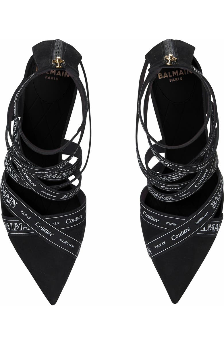 Balmain Couture Suede Heels With Balmain Ribbon Motif, Alternate, color,