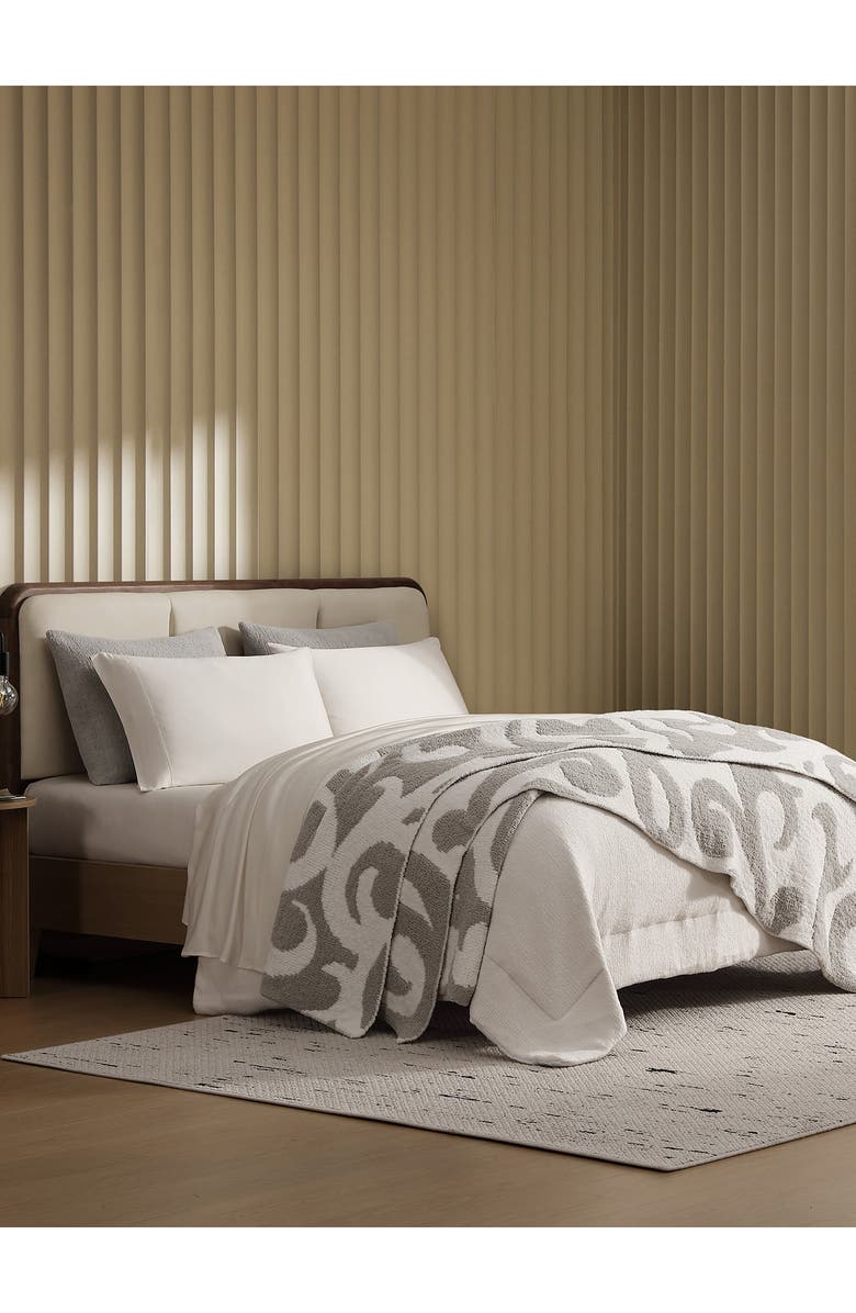 Sunday Citizen Casablanca Microfiber Blanket, Alternate, color, Cloud Grey / Off White