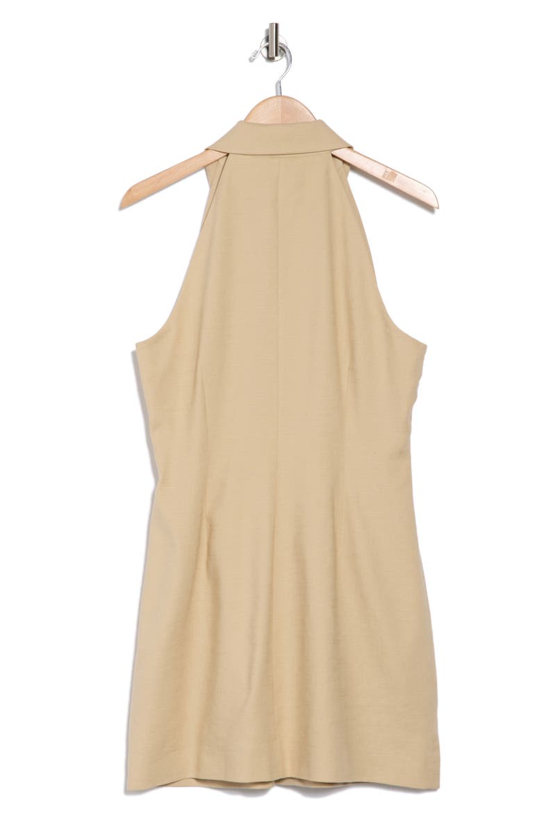 Roxanne Linen Blend Button-Up Minidress, Alternate, color, STONE KHAKI