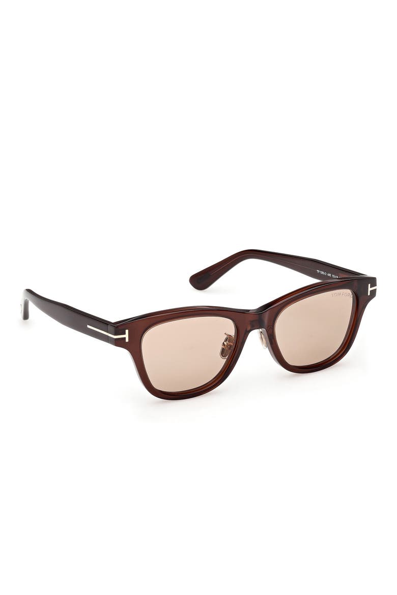 52mm Square Sunglasses, Alternate, color, SHINY DARK BROWN / BROWN