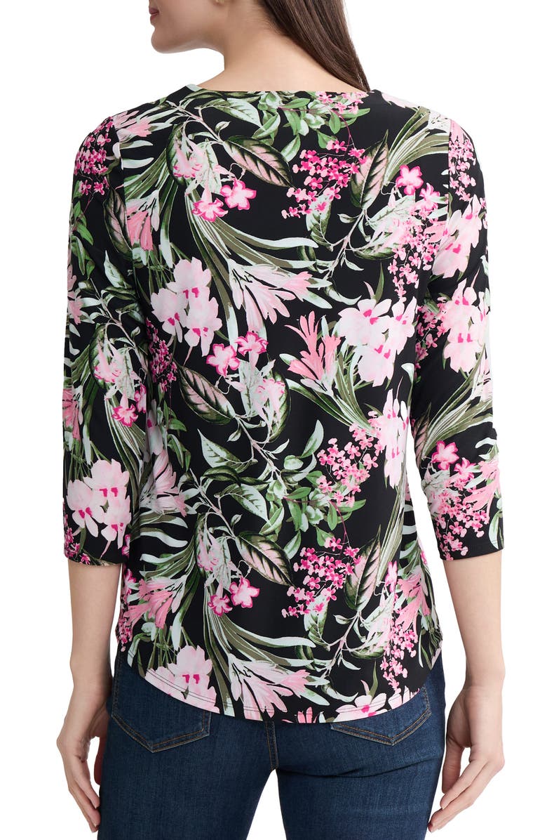 Jones New York Floral Keyhole Top, Alternate, color, Jones Black Multi