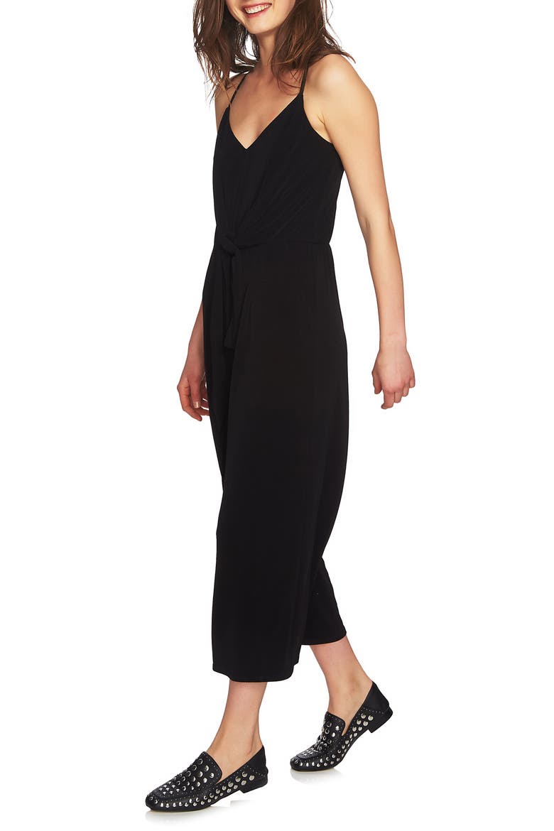 Tie Waist Racerback Jumpsuit, Alternate, color, RICH BLACK