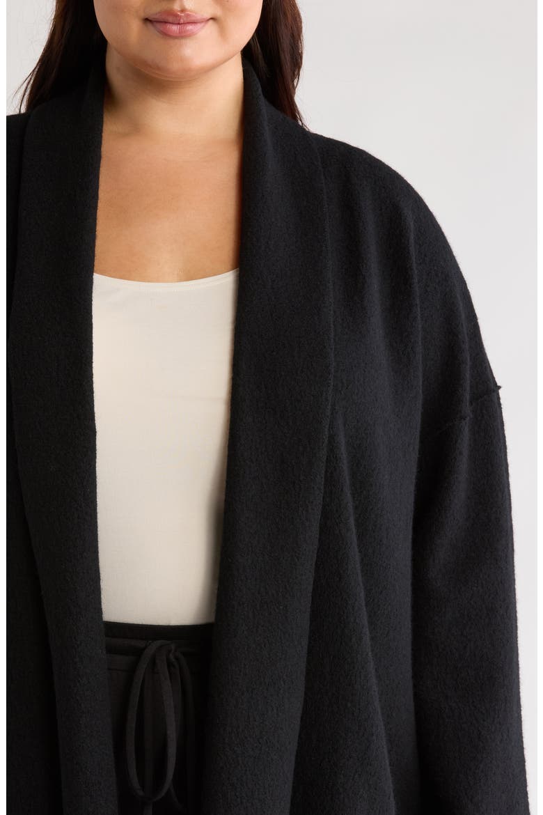 High Collar Felted Wool Coat, Alternate, color, BLACK