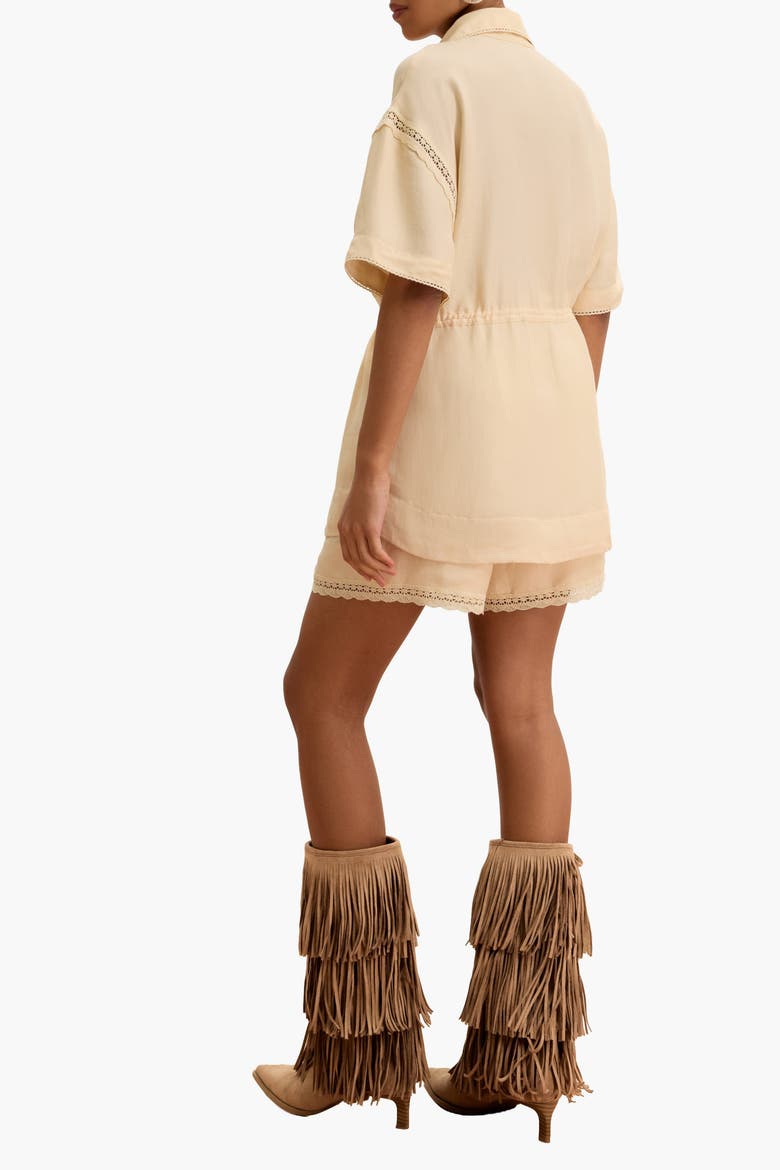 Lace-Trimmed High-Waisted Shorts, Alternate, color, Light Apricot