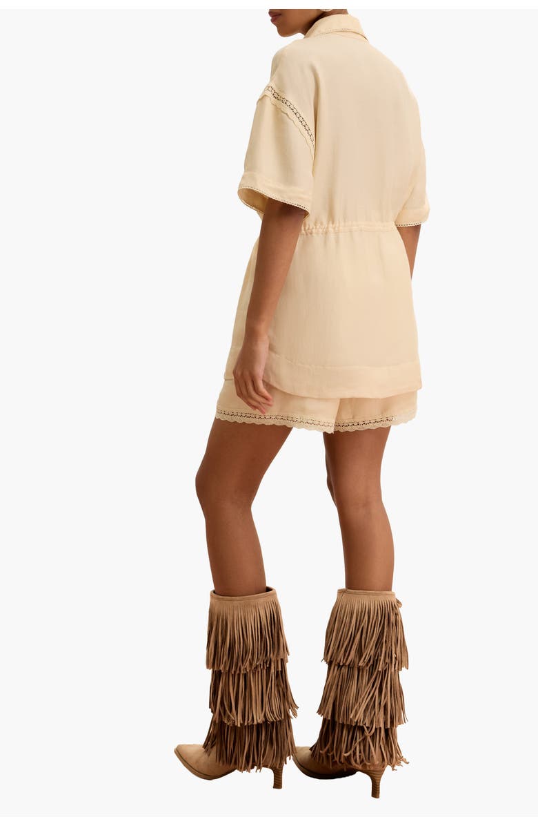 Malva Florea Lace-Trimmed High-Waisted Shorts, Alternate, color, Light Apricot