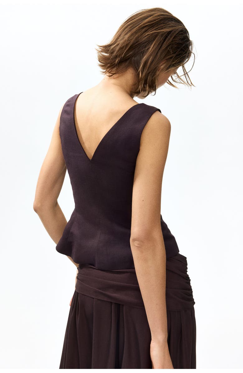 H&M Linen-blend Waistcoat, Alternate, color, Dark Brown