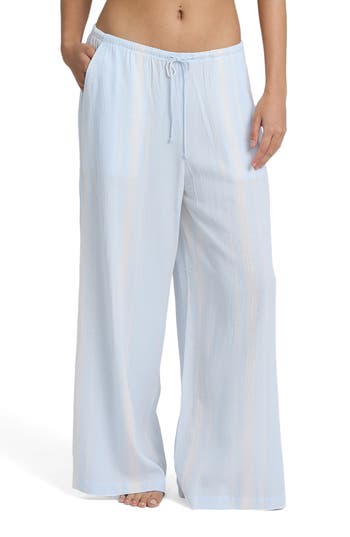 Billabong Beach Bound Crinkle Wide Leg Pants in Blue Mist at Nordstrom Rack, Size Medium