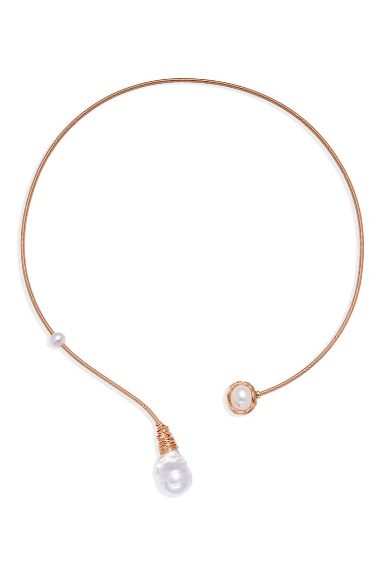 Octavia Freshwater Pearl Collar Necklace, Main, color, GOLD