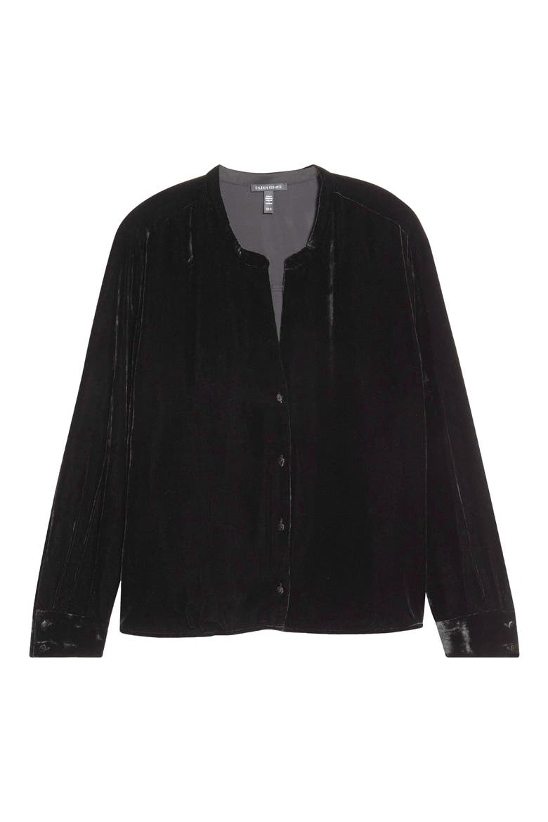 Long Sleeve Velvet Shirt, Alternate, color, BLACK