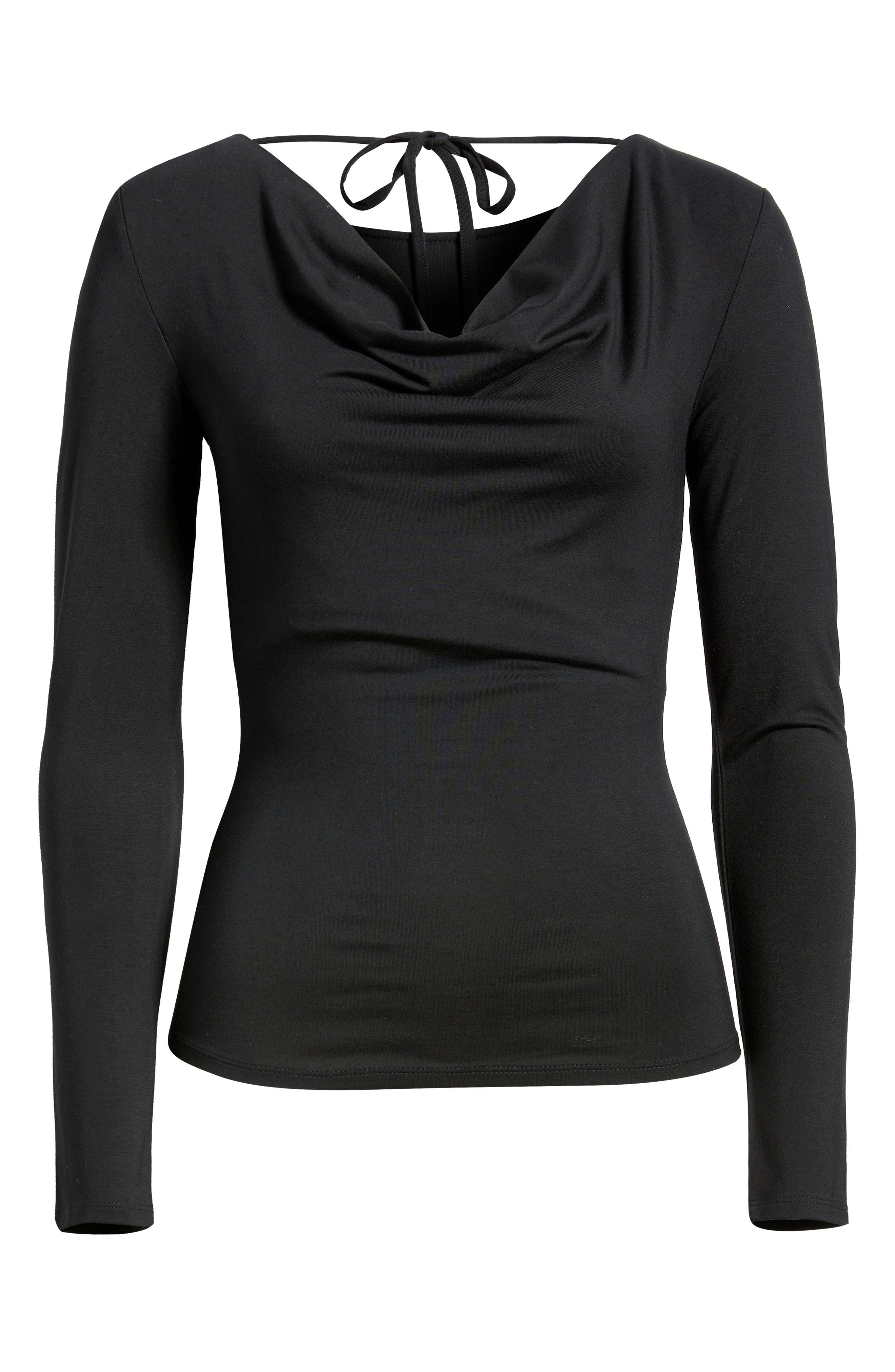 Open Edit Cowl Back Long Sleeve Shirt In Black