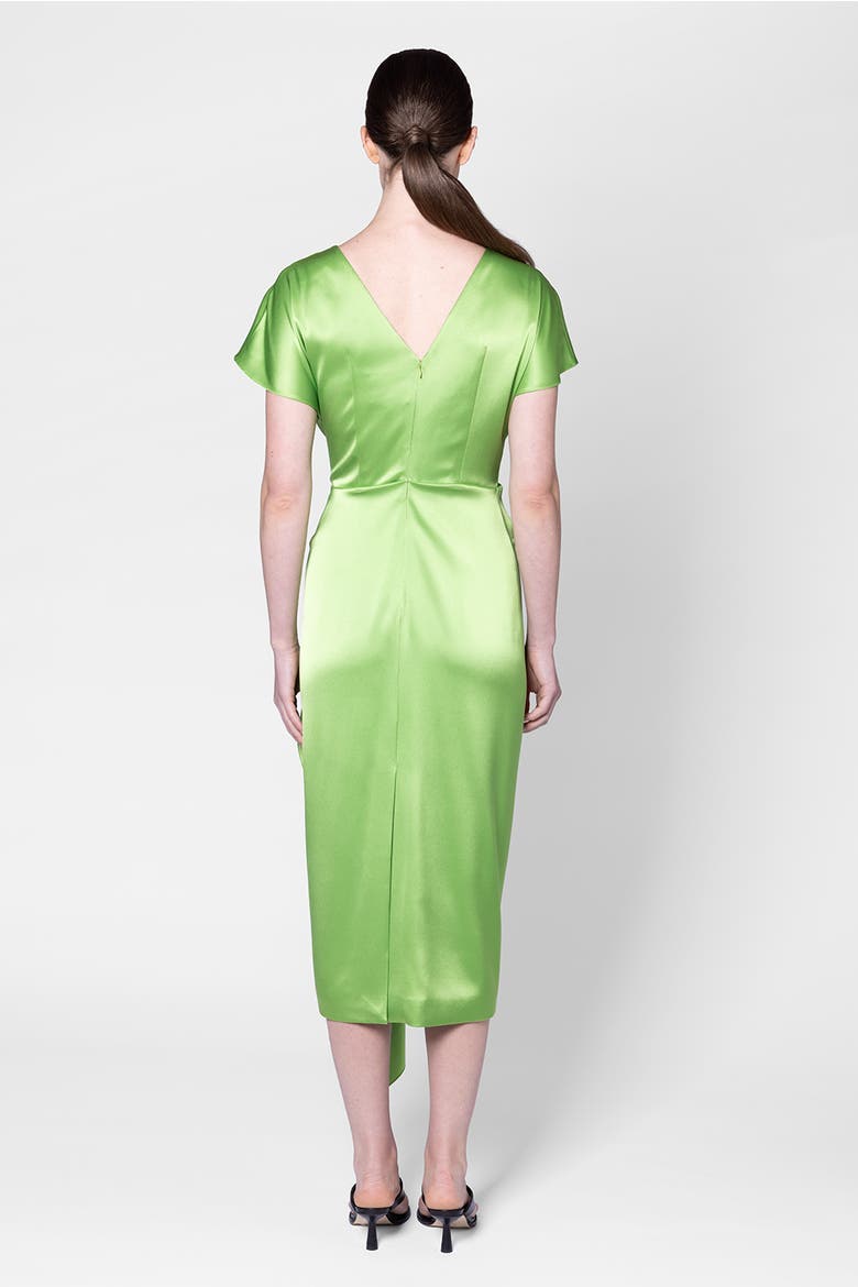 Satin Draped Zoa Midi Dress, Alternate, color, Meadow
