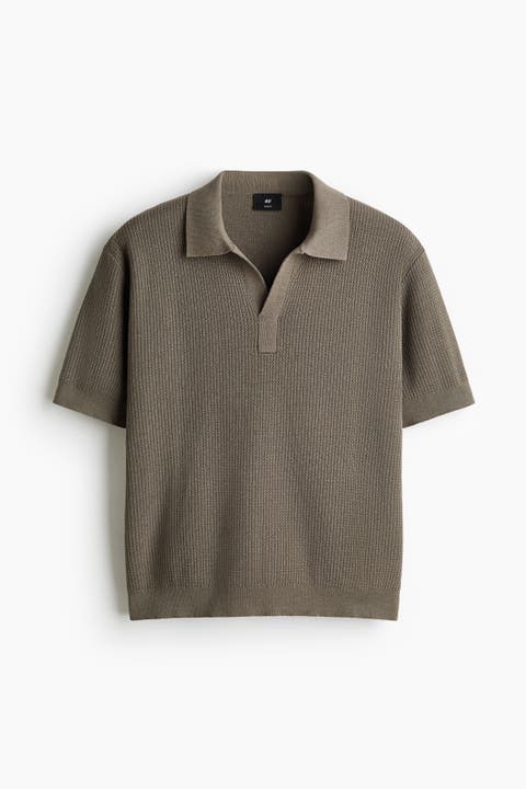 Regular Fit Cable-knit Polo Shirt