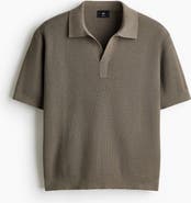 H&M Regular Fit Cable-knit Polo Shirt