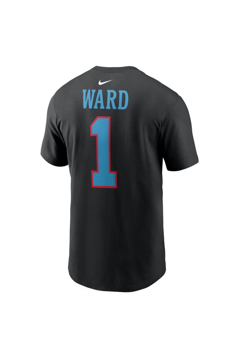 Men's Nike Cam Ward Black Tennessee Titans Carbon Name & Number T-Shirt, Alternate, color, Black