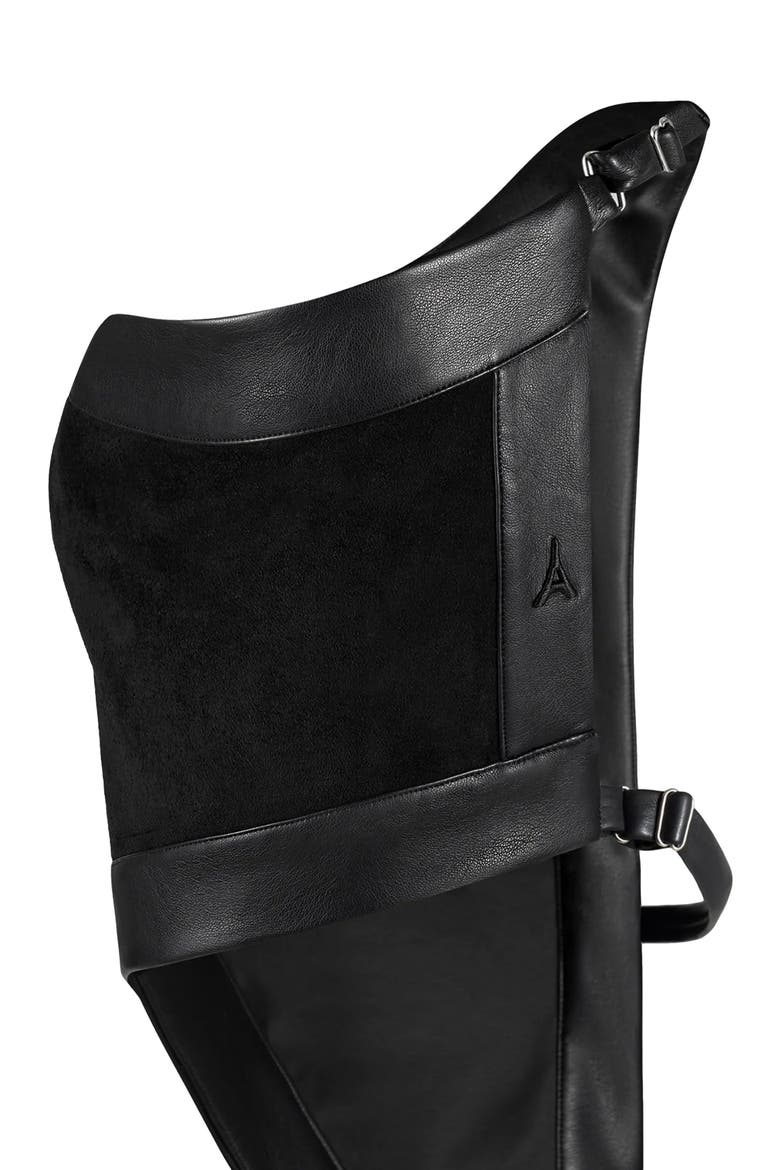 Suede & Leather Asymmetric Backless Top, Alternate, color, Black