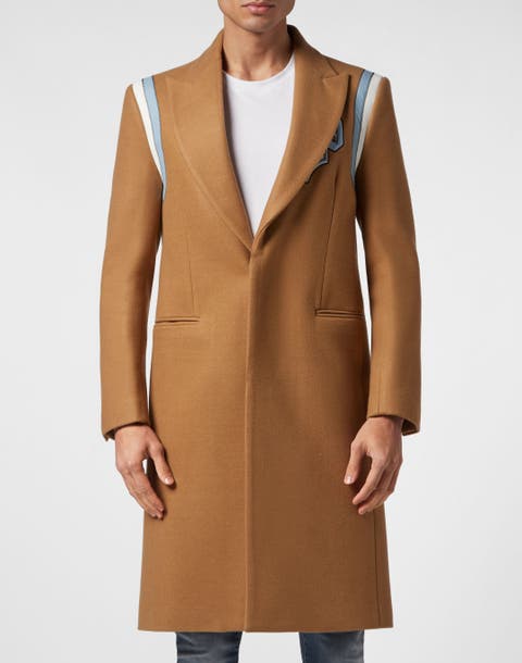 Wool Long Coat Gothic Plein Men