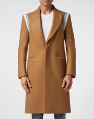 PHILIPP PLEIN Wool Long Coat Gothic Plein Men