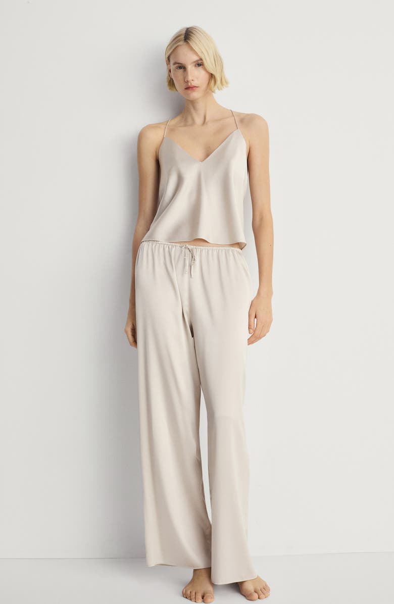 MANGO Stretch Silk Pajama Pants, Alternate, color, 
