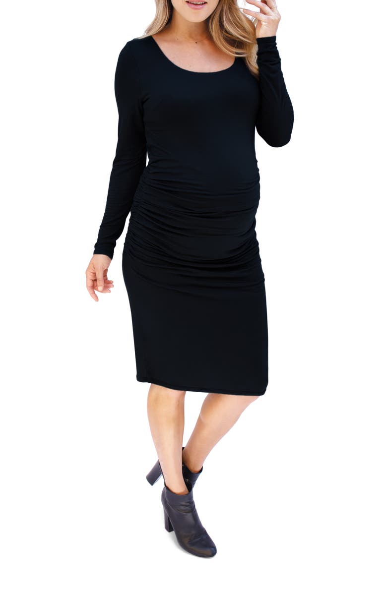 Ingrid & Isabel<sup>®</sup> Side Ruched Long Sleeve Maternity Body-Con Dress, Main, color, 