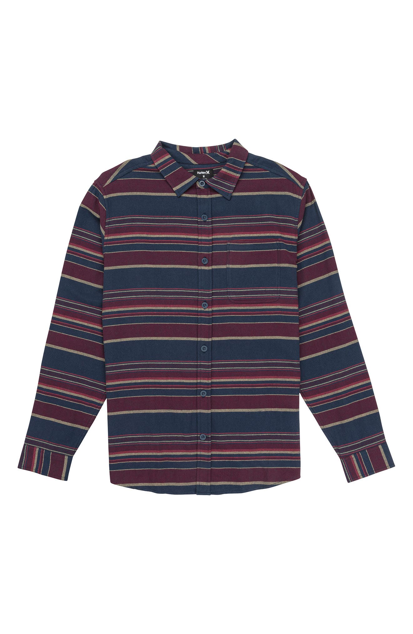 Hurley Portland Stripe Cotton Flannel Button-Up Shirt