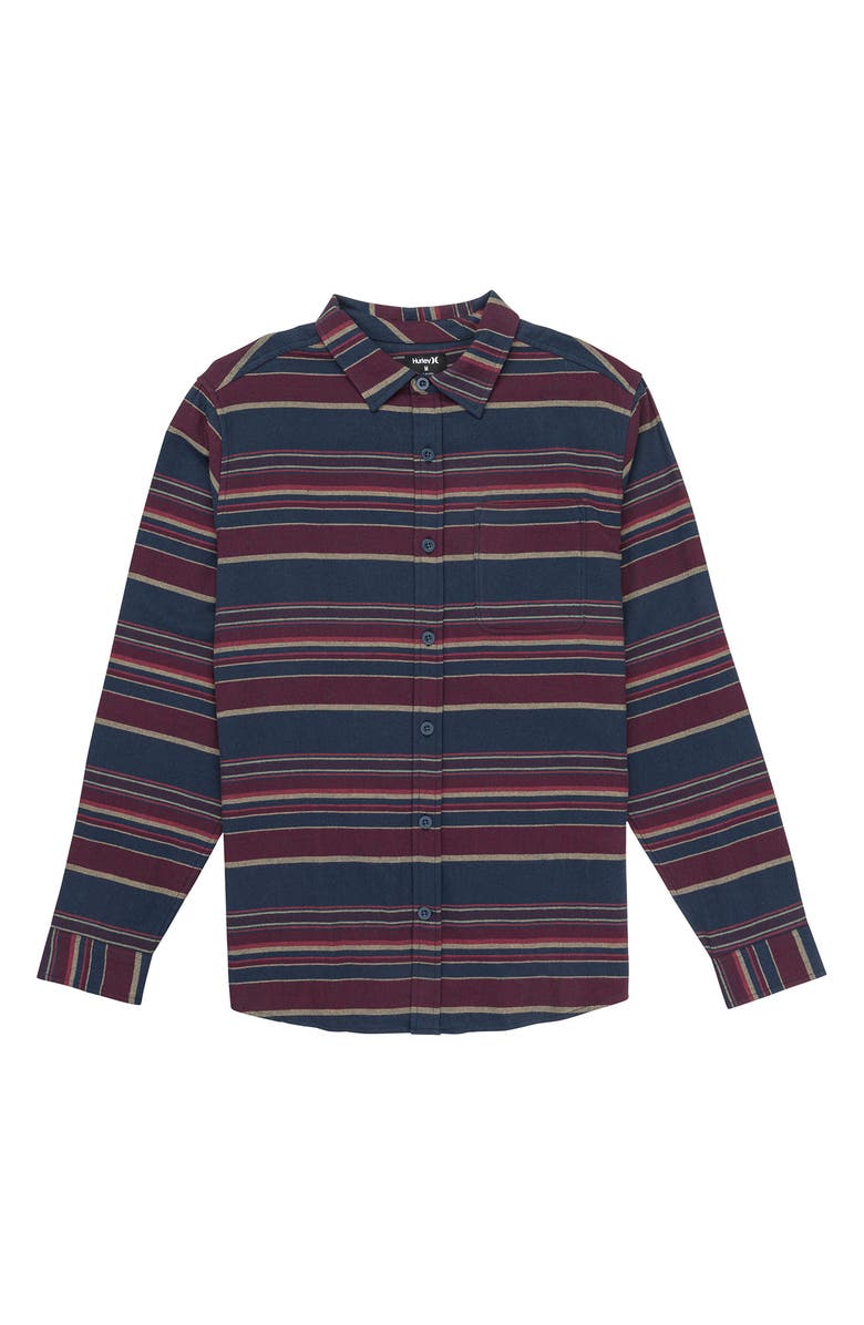 Hurley Portland Stripe Cotton Flannel Button-Up Shirt, Main, color, Armored Ny