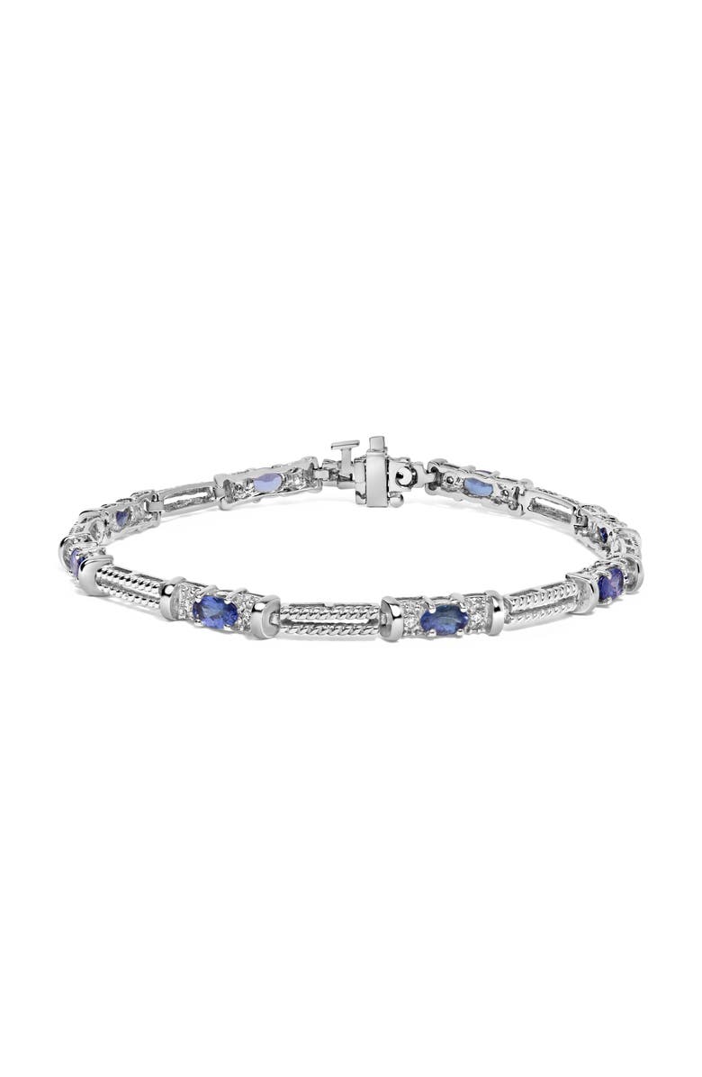 Haus of Brilliance 14K Gold Tanzanite & Diamond Accent Cord Style Link Bracelet, Main, color, White
