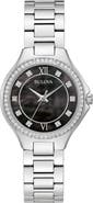 BULOVA Crystal Bezel Mother of Pearl Bracelet Watch, 32mm