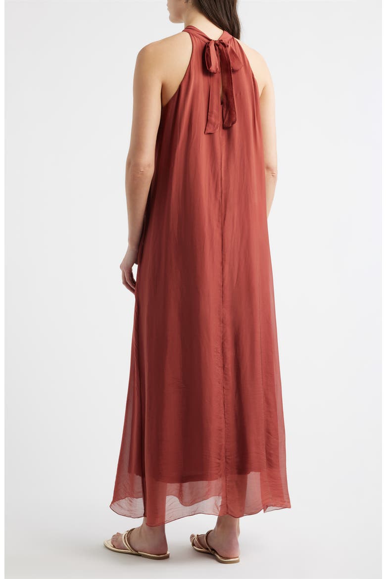 Vita Mock Neck Satin Maxi Dress, Alternate, color, MAROON