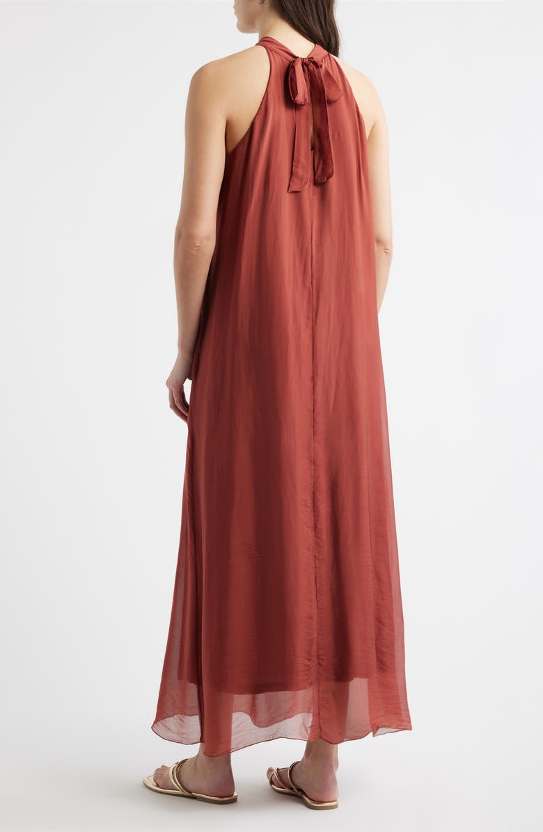 DELUC Vita Mock Neck Satin Maxi Dress, Alternate, color, Maroon