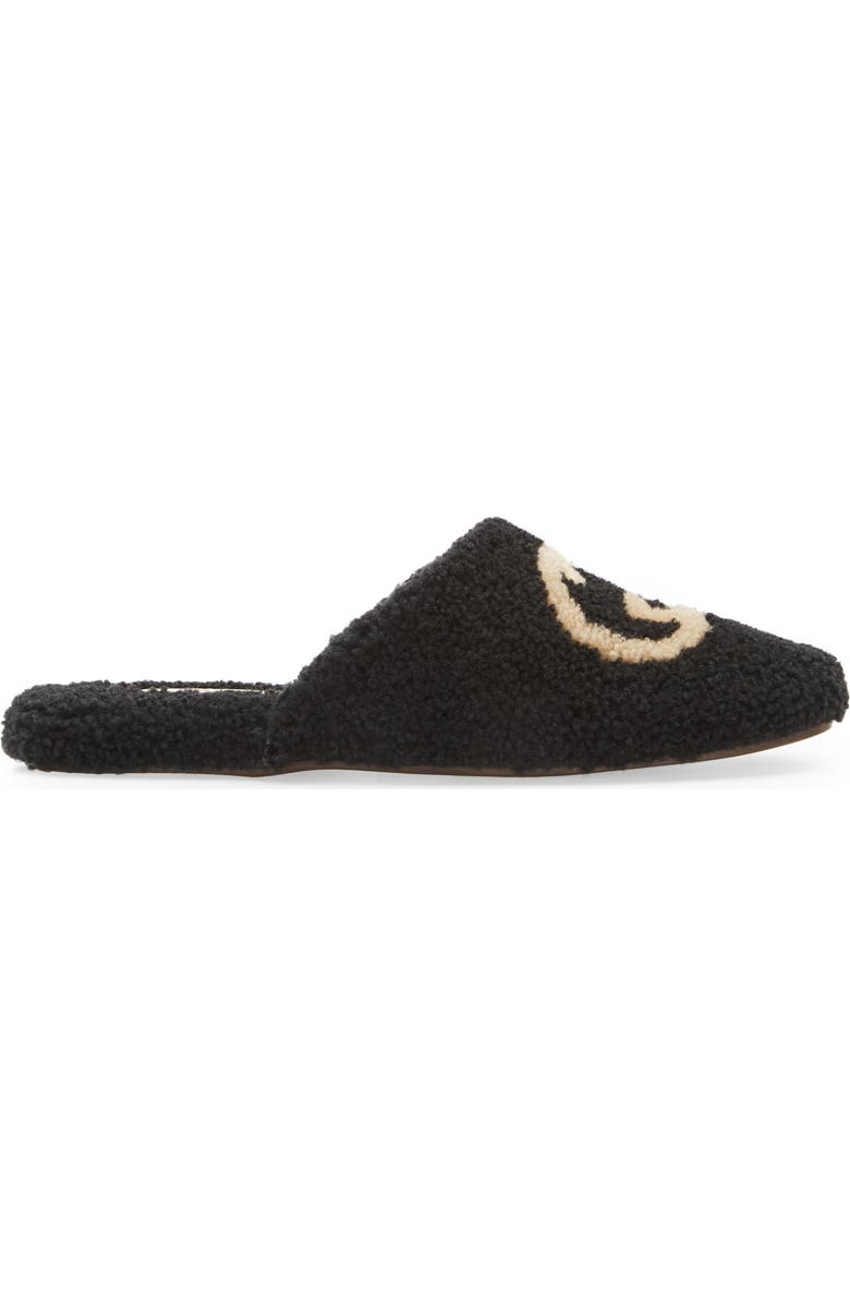 Gucci Flamel Logo Faux Shearling Slipper, Alternate, color,