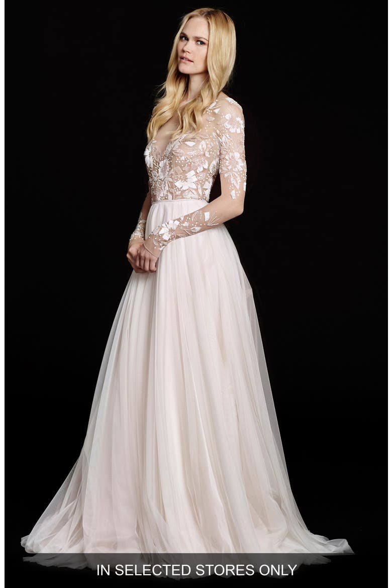 Remmington Embellished English Net Gown, Alternate, color, ROSEWATER