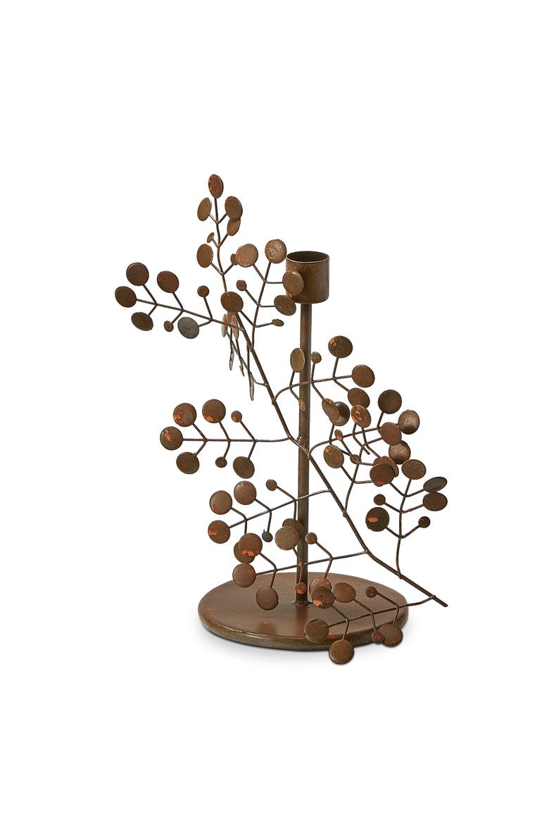 Tarin Small Brown Iron Taper Candle Holder for Everyday Use, Main, color, Brown