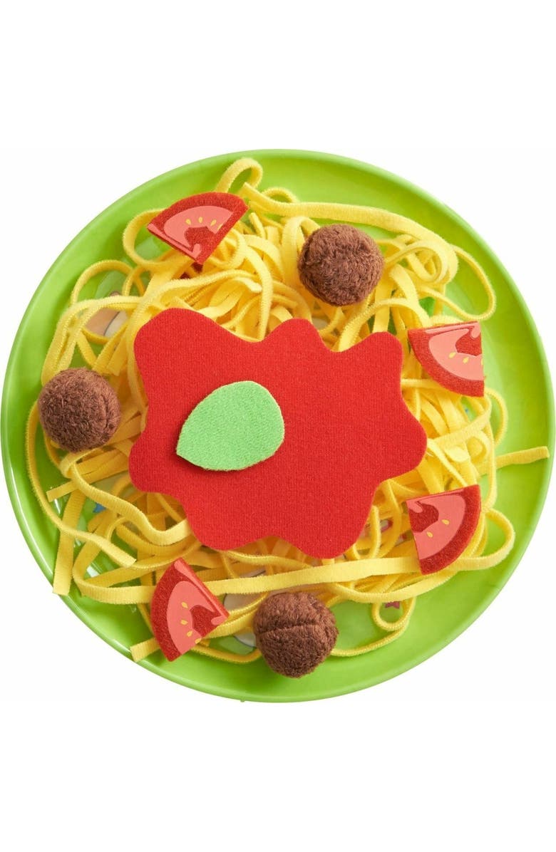 HABA Soft Spaghetti & Meatballs with Plate Play Food Set - Pretend Play Kitchen Toy for Toddlers & Kids for Ages 3 and Up, Main, color, Multi