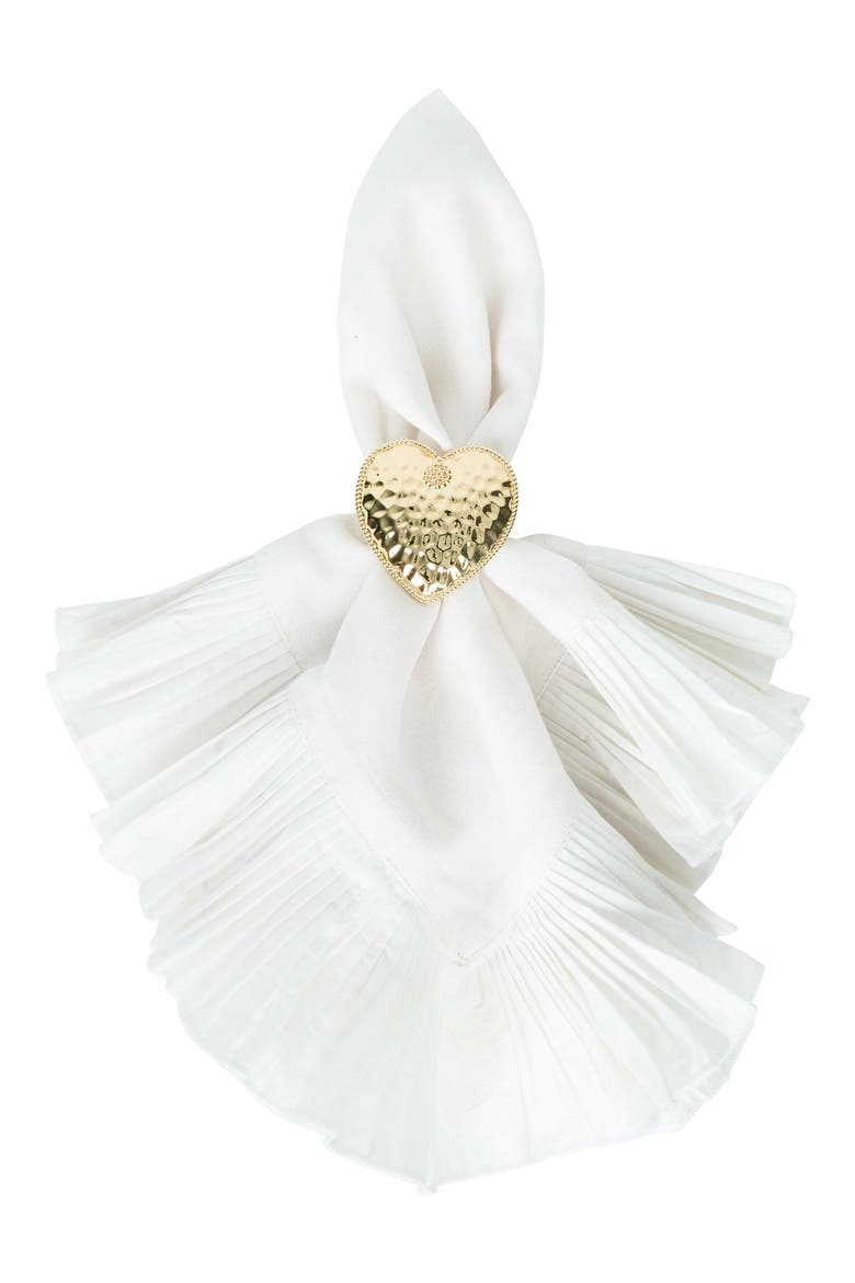 Berry & Thread Set of 4 Heart Napkin Rings, Alternate, color, GOLD