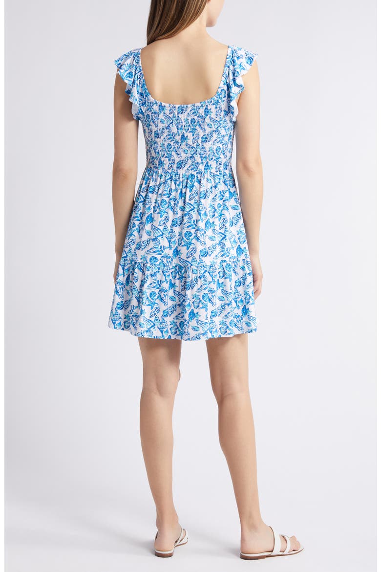 Jilly UPF 50+ Nautical Print Minidress, Alternate, color, RESORT WHITE SHELL COLLECTOR