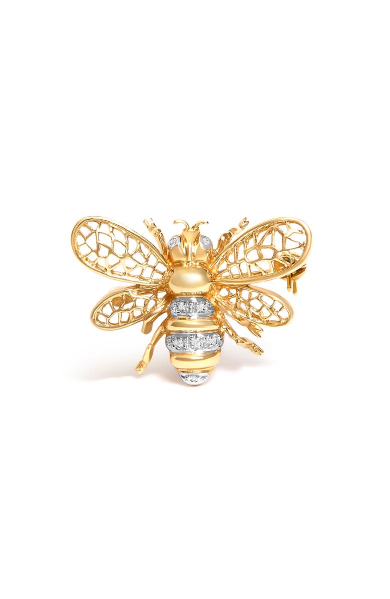 Haus of Brilliance 14K Yellow Gold Diamond Accent Bumble Bee Brooch Convertible Pendant, Main, color, Yellow Gold