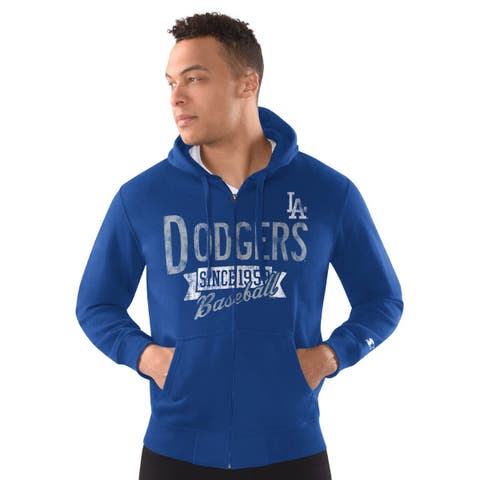 Men's Starter  Royal Los Angeles Dodgers Classic Distressed Full-Zip Hoodie