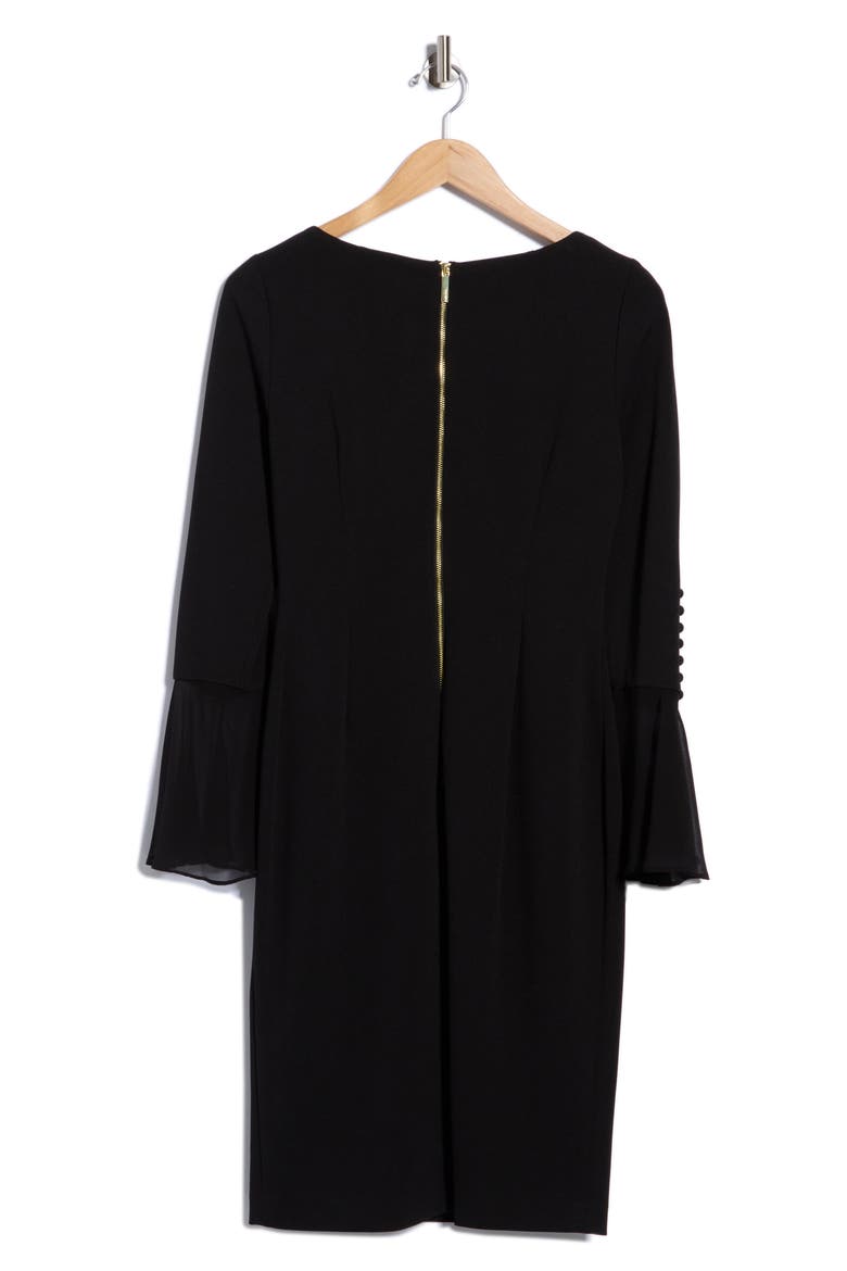 Bell Sleeve Sheath Dress, Alternate, color, BLACK