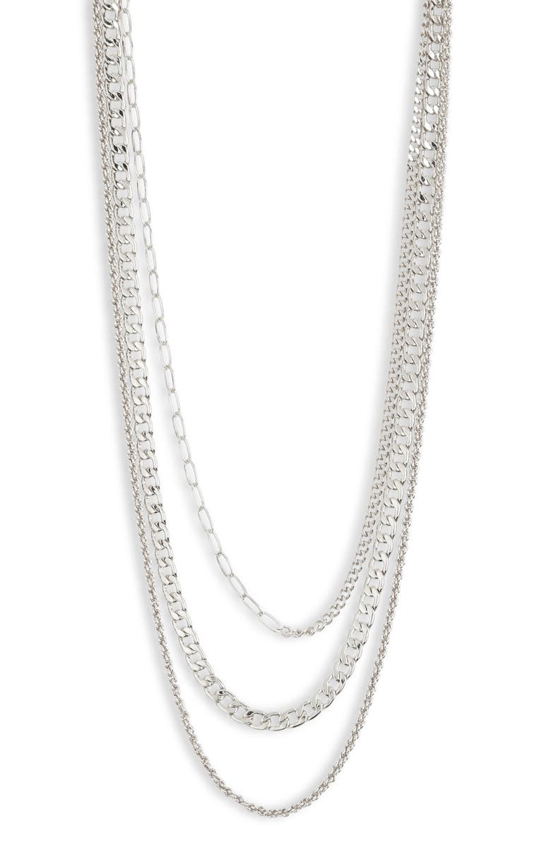 NORDSTROM RACK Layered Trio Necklace, Main, color, Silver