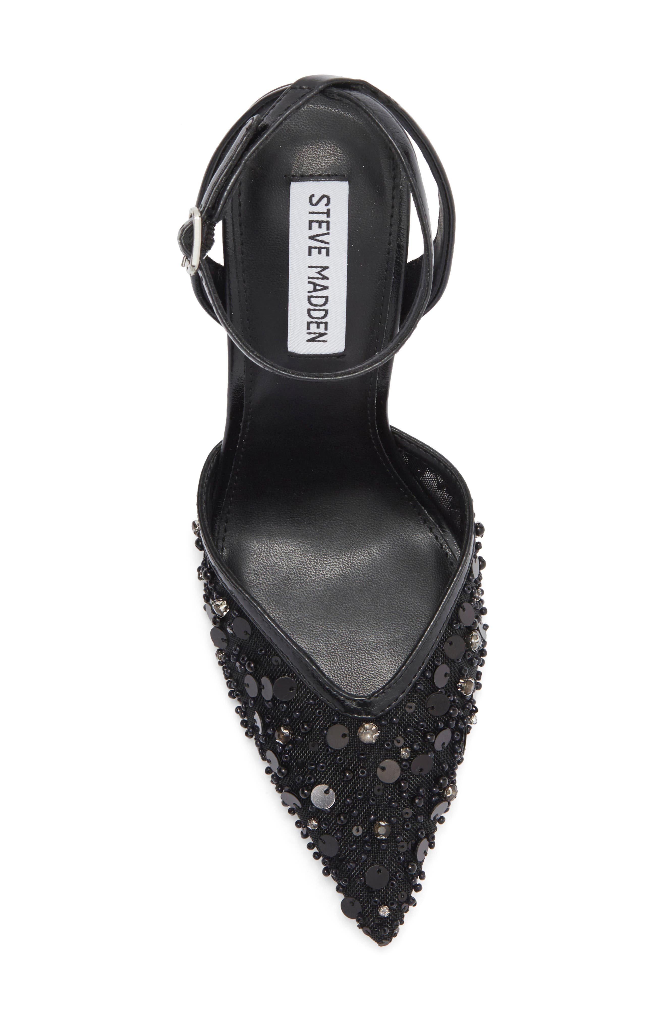 Steve Madden Sherrie Beaded Ankle Strap Pump, Alternate, color, Black
